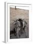 U.S. Marines Push Down a Wall in an Empty Compound-null-Framed Photographic Print