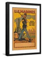 U.S. Marines, Serve America on Land and Sea-null-Framed Art Print