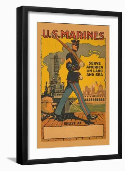 U.S. Marines, Serve America on Land and Sea-null-Framed Art Print