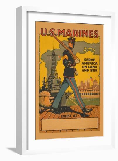 U.S. Marines, Serve America on Land and Sea-null-Framed Art Print