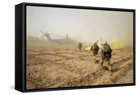 U.S. Marines Sprint across a Field to Load onto a Ch-53E Super Stallion-null-Framed Stretched Canvas