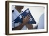 U.S. Navy Commanding Officer Holds the National Ensign-null-Framed Photographic Print