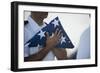 U.S. Navy Commanding Officer Holds the National Ensign-null-Framed Photographic Print