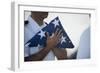 U.S. Navy Commanding Officer Holds the National Ensign-null-Framed Photographic Print