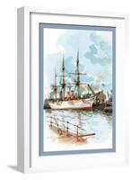 U.S. Navy: Docked-Willy Stower-Framed Art Print