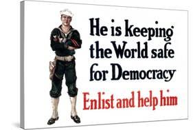 U.S. Navy, Enlist and Help Him , c.1916-Cliffton Carleton-Stretched Canvas