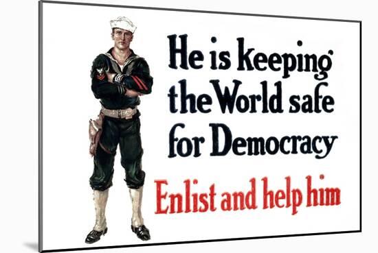 U.S. Navy, Enlist and Help Him , c.1916-Cliffton Carleton-Mounted Art Print