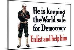 U.S. Navy, Enlist and Help Him , c.1916-Cliffton Carleton-Mounted Premium Giclee Print