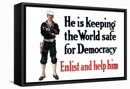 U.S. Navy, Enlist and Help Him , c.1916-Cliffton Carleton-Framed Stretched Canvas