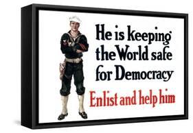 U.S. Navy, Enlist and Help Him , c.1916-Cliffton Carleton-Framed Stretched Canvas