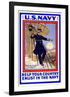 U.S. Navy, Help your Country, c.1917-H.a. Ogden-Framed Art Print