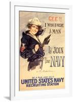 U.S. Navy I'd Join the Navy WWII Propaganda Vintage-null-Framed Art Print