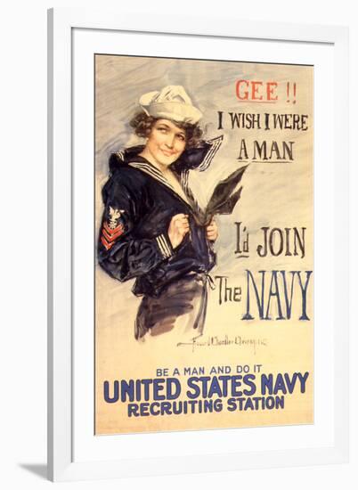 U.S. Navy I'd Join the Navy WWII Propaganda Vintage-null-Framed Art Print