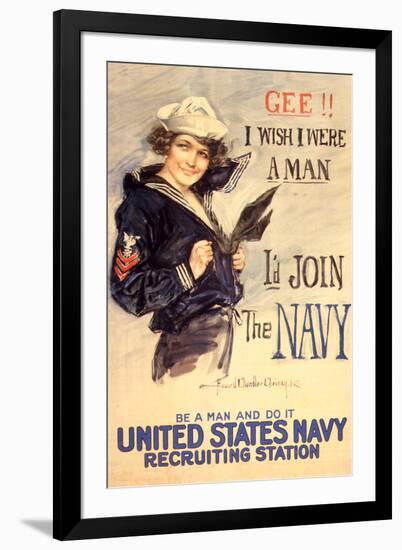 U.S. Navy I'd Join the Navy WWII Propaganda Vintage-null-Framed Art Print