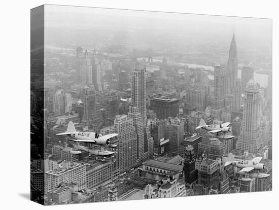 U.S. Navy Observation Planes Fly Over New York City-null-Stretched Canvas