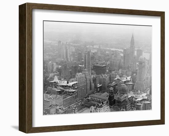 U.S. Navy Observation Planes Fly Over New York City-null-Framed Photographic Print