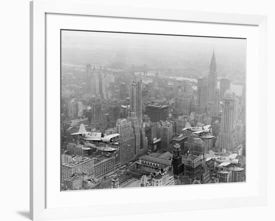 U.S. Navy Observation Planes Fly Over New York City-null-Framed Photographic Print