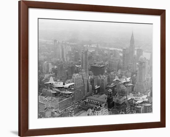 U.S. Navy Observation Planes Fly Over New York City-null-Framed Photographic Print