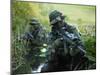 U.S. Navy SEALs Cross Through a Stream During Combat Operations-Stocktrek Images-Mounted Photographic Print