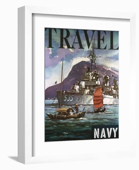 U.S. Navy Travel Poster-null-Framed Premium Giclee Print