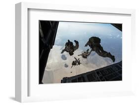 U.S. Pararescuemen and U.S. Marines Jump from a Hc-130 over Djibouti-Stocktrek Images-Framed Photographic Print