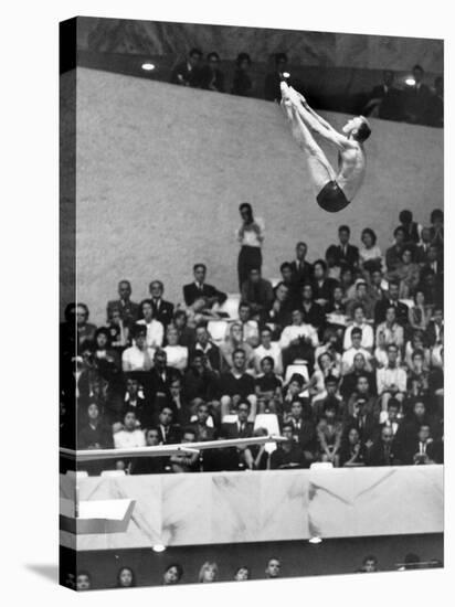 U.S. Platform Diver Frank Gorman Competing in Olympics-Art Rickerby-Stretched Canvas
