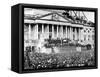 U.S. President Abraham Lincoln Stands Under Cover at Center of Capitol Steps-null-Framed Stretched Canvas