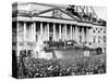 U.S. President Abraham Lincoln Stands Under Cover at Center of Capitol Steps-null-Stretched Canvas