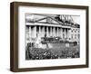 U.S. President Abraham Lincoln Stands Under Cover at Center of Capitol Steps-null-Framed Photographic Print