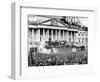 U.S. President Abraham Lincoln Stands Under Cover at Center of Capitol Steps-null-Framed Photographic Print