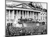 U.S. President Abraham Lincoln Stands Under Cover at Center of Capitol Steps-null-Mounted Photographic Print