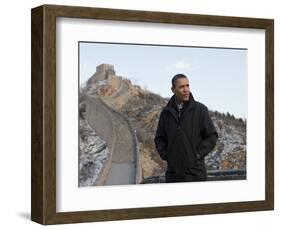 U.S. President Barack Obama Tours the Great Wall in Badaling, China-null-Framed Photographic Print