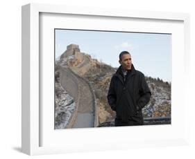 U.S. President Barack Obama Tours the Great Wall in Badaling, China-null-Framed Photographic Print