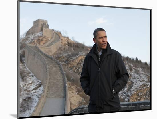 U.S. President Barack Obama Tours the Great Wall in Badaling, China-null-Mounted Photographic Print