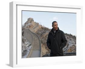 U.S. President Barack Obama Tours the Great Wall in Badaling, China-null-Framed Photographic Print