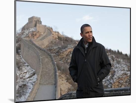 U.S. President Barack Obama Tours the Great Wall in Badaling, China-null-Mounted Photographic Print