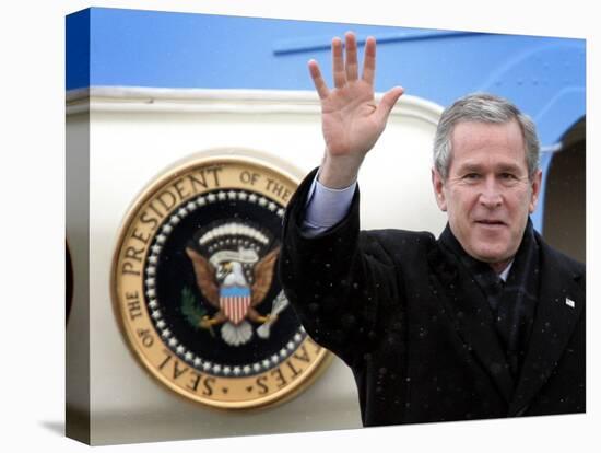 U.S. President George W. Bush Waves as He Steps out of the Air Force One-null-Stretched Canvas