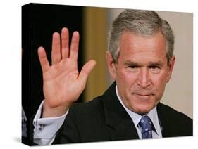 U.S. President George W. Bush Waves at the Audience-null-Stretched Canvas
