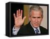 U.S. President George W. Bush Waves at the Audience-null-Framed Stretched Canvas
