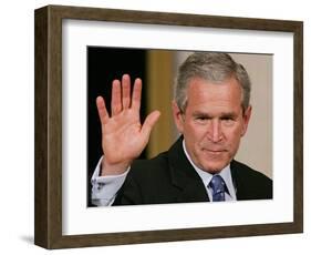 U.S. President George W. Bush Waves at the Audience-null-Framed Photographic Print