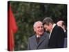 U.S. President Ronald Reagan, Right, Talks with Soviet Leader Mikhail Gorbachev-null-Stretched Canvas