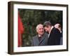 U.S. President Ronald Reagan, Right, Talks with Soviet Leader Mikhail Gorbachev-null-Framed Premium Photographic Print