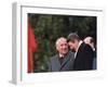 U.S. President Ronald Reagan, Right, Talks with Soviet Leader Mikhail Gorbachev-null-Framed Premium Photographic Print