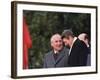 U.S. President Ronald Reagan, Right, Talks with Soviet Leader Mikhail Gorbachev-null-Framed Photographic Print