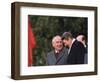 U.S. President Ronald Reagan, Right, Talks with Soviet Leader Mikhail Gorbachev-null-Framed Photographic Print
