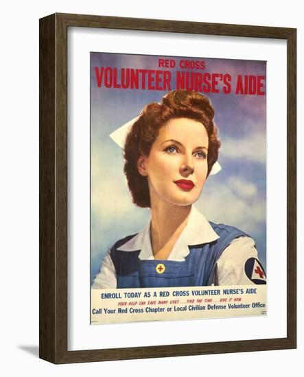 U.S. Recruitment Poster for Red Cross Volunteer Nurse's Aide During World War 2, June 1943-null-Framed Art Print