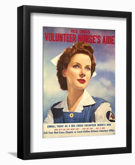 U.S. Recruitment Poster for Red Cross Volunteer Nurse's Aide During World War 2, June 1943-null-Framed Art Print