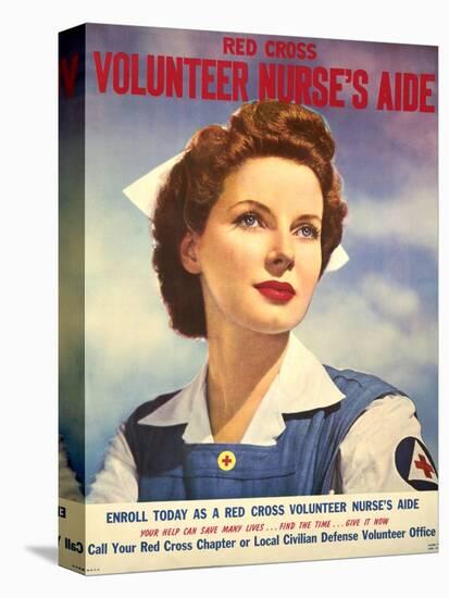 U.S. Recruitment Poster for Red Cross Volunteer Nurse's Aide During World War 2, June 1943-null-Stretched Canvas