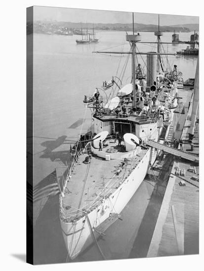 U.S.S. Charleston in San Francisco Harbor-null-Stretched Canvas