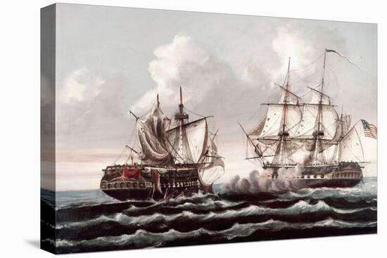 U.S.S. Constitution Defeating the H.M.S. Guerriere, War of 1812-Thomas Birch-Stretched Canvas